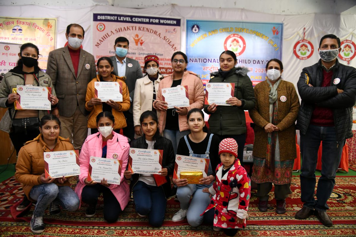 WCD_Solan's tweet photo. During celebration of Nationl Girl Child Day 2021, Mr. Ajay Kumar Yadav (SDM Solan) was chief guest, where grandparents of girl child were felicitated under beti janamutsav and topper girls of class 10th and 12th were also awarded. #BetiBachaoBetiPadhao #DeshKiBeti @MinistryWCD https://t.co/93n1xDrYge