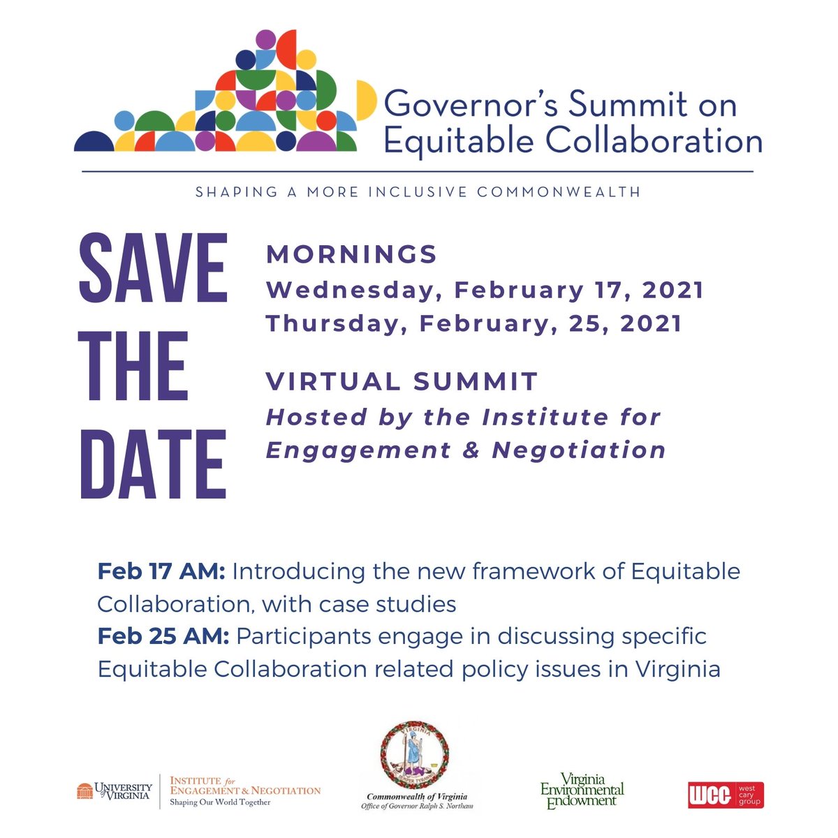 equitablecollab's tweet image. For all who work in Health, Education, Natural Resources, and Community Development and  community engagement/ collaboration — register for the 
Governor’s Summit on Equitable Collaboration 
“Shaping a More Inclusive Commonwealth”  on Feb. 17th &amp;amp; 25th

equitablecollaboration.org