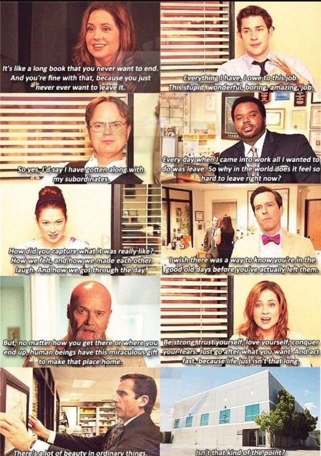 mrsdanaalbasha's tweet photo. "There's a lot of beauty in ordinary things, isn't that kind of the point?" - Pam Beesly
#TheOffice #pambeesly #TheOfficeUS #bestsitcom
I'll never stop loving this show. It's more of a real-life glimpse at ordinary life than a tv series. Best finale line. https://t.co/RTXTtROjfn