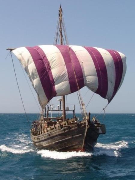 Fine embroidered linen from Egypt was your sail  and served as your banner;your awnings were of blue and purple  from the coasts of Elishah (Cyprus).Men of Sidon and Arvad (Arwad) were your oarsmen;  your skilled men, Tyre, were aboard as your sailors.