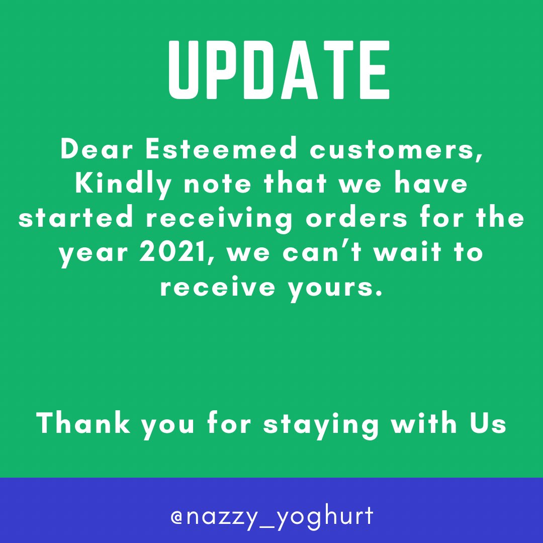 Thank you for staying with us 2020, you all are the real MVPs, let’s do it again 2021.

#nazzyyogurt #homemadeyoghurt #yogurtparfait #greekyoghurt #healthyfood #enuguyogurtseller #enuguyoghurt #yoghurtmaker #enugustate #enuguwedding #enuguevents #enugueventplanner #hustlerstrends