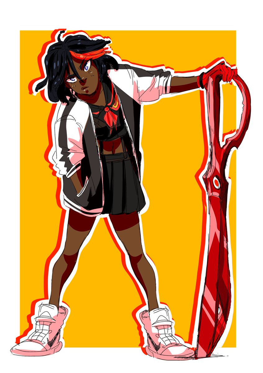 I SAW A DARK SKINNED RYUKO EDIT AND SCRAMBLED TO DRAW HER PLEASE TAKE HER #KLK