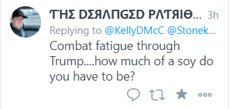 I'm a writer, and a veteran. I generally don't use words by accident. Unlike you, Deranged Patriot -- and all those of similar ilk who have responded to the OP. It never once occurred to you to wonder WHY I called the essay what I did, did it? Not once. 1/