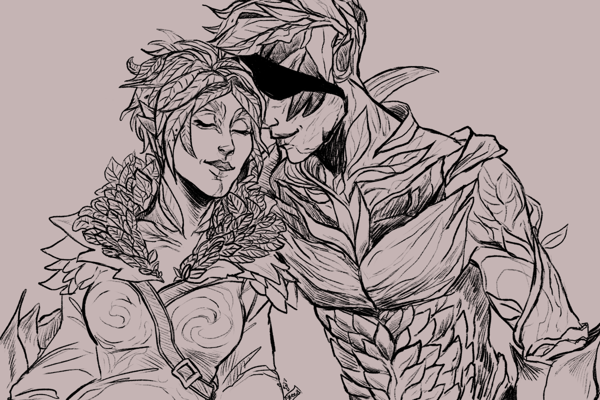 skelesass's tweet photo. commission for @Scarshadow323 of their sylvari commander and trahearne (post maguuma)
thanks for the commission!
#GuildWars2 #Trahearne #fanart #sylvari #commissionart #queue https://t.co/8kwAsiN8L1