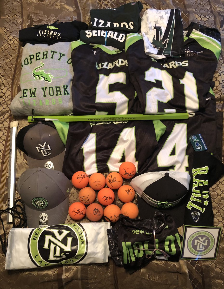 SchwartzSports's tweet photo. 20 years of #NYLizards @MLL_Lacrosse memories on Long Island. At office sale today, for $20 you filled a bag up with as much stuff as possible. I picked up jerseys, hats, balls, shirts and stick shafts. @PremierLacrosse now owns the Lizards name. Hopefully they are back one day. https://t.co/ENYiBRimYR