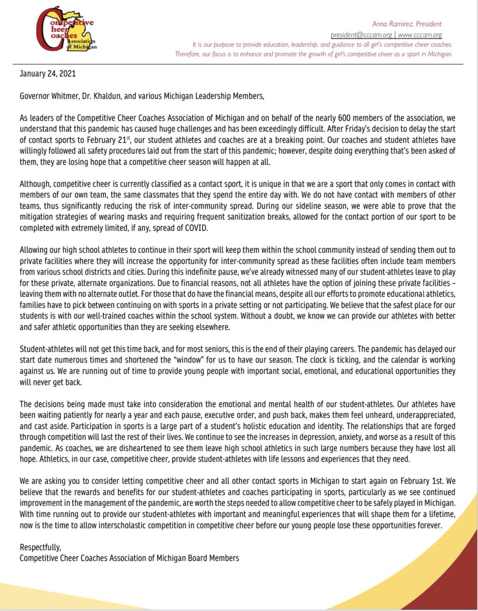 Competitive Cheer Coaches Association of Michigan tweet media