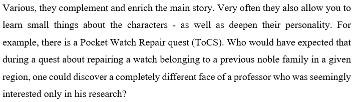 »»————-　Sidequests that aren't just fillers　————-««