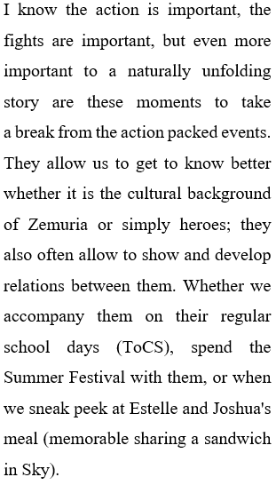 »»————-　Breaks between important events　————-««