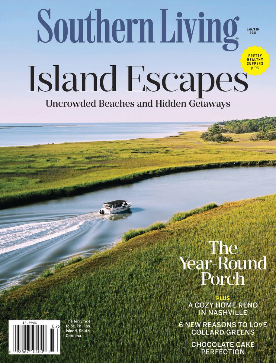 Look!  We made the cover of <a href="/Southern_Living/">Southern Living</a>'s Jan/Feb issue!  How cool is that?  This is the boat ride to St. Phillips Island from Hunting Island!  Check out the story and learn more about St. Phillips Island, here: southernliving.com/travel/souther…