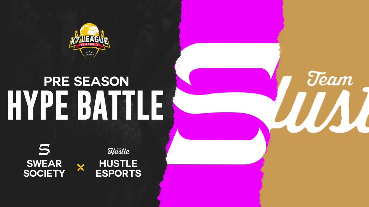 K7League's tweet image. Pre-Season HYPE BATTLE ⚔️🚨

We got an exciting one tonight! 
@SwearSociety 🆚 @HustleEsports_ 
💻 LIVE on YouTubeGaming
🕐 8:15pm EST

🎙️ @lCMoorel 
🎙️ @JayFlyTweets 
🎥 @Heroiism7
