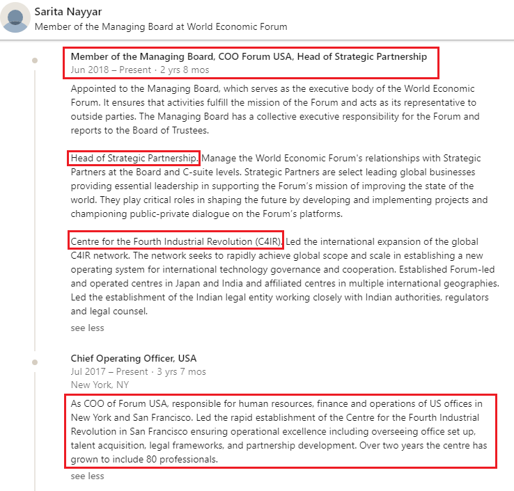 Also in batch #2: Sarita Nayyar (#13) & Dominic Waughray (#14). Nayyar plays lead role for  #WEF  #4IR. Waughray leads WEF Centre for  #GlobalPublicGoods, "*Harnessing the  #4IR for the Earth" *Partners include  #BlackRock  #Shell  #Walmart  #Unilever  #Dow: https://www.weforum.org/platforms/shaping-the-future-of-global-public-goods