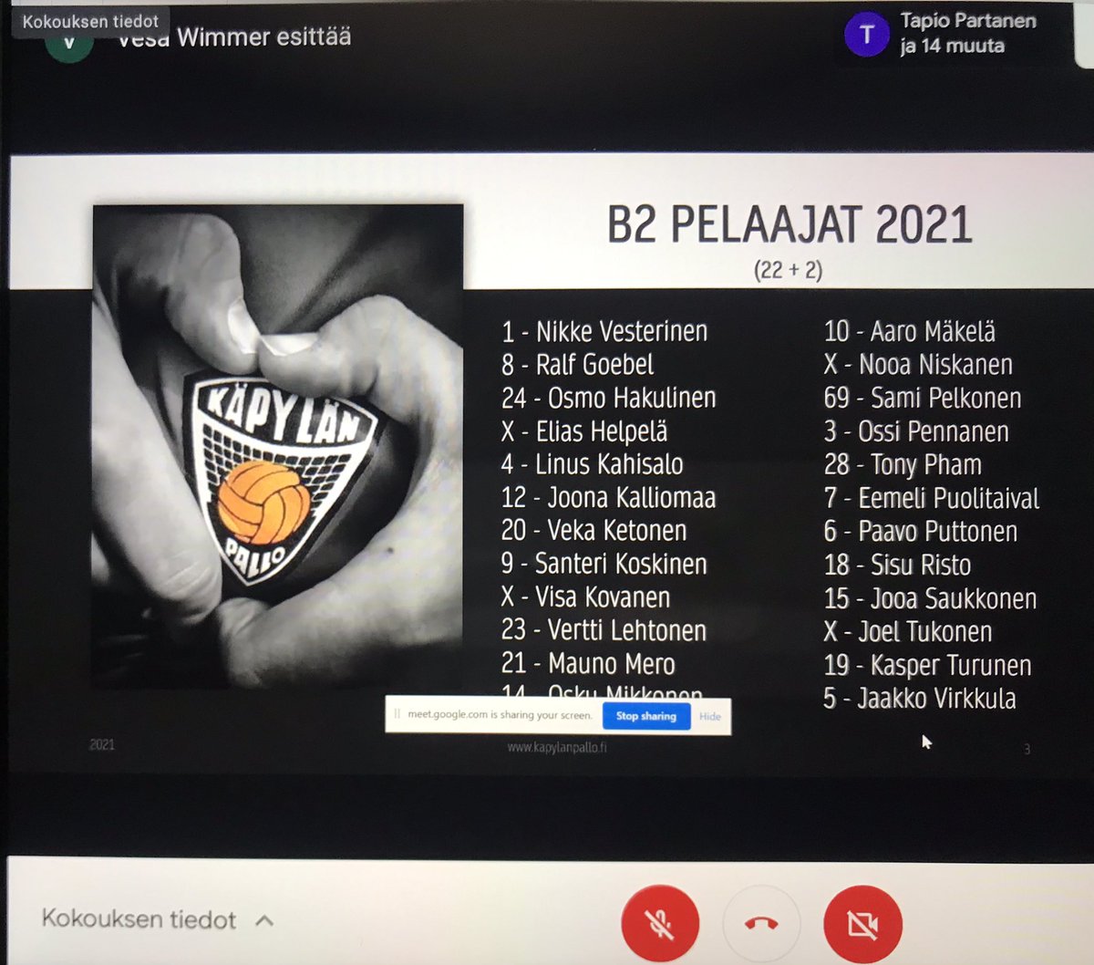 Vanhempain palaveri tänään päivän hengen mukaisesti virtuaalisesti. Kauden tavoitteet ja vastuut nyt sovittuina. Pelit enää puuttuvat