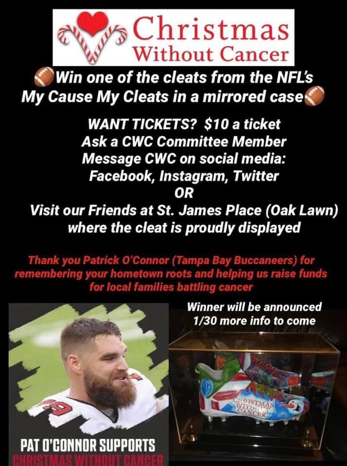 CWC_nfp's tweet photo. Good luck today Pat O’Connor and the Tampa Buccaneers today!  Don’t forget to snag tickets to our current raffle, all proceeds go to CWC and our local families battling cancer.  🏈 ❤️ 🎅🏼 🌲@StRitaHS @StRitaFootball @EMUFB @Buccaneers @TooPOC https://t.co/FlygmK7nzg