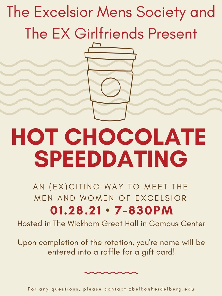 Happy to announce our first event on Thursday, the 28th at 7pm! Come down to the Great Hall and meet the men and women of Excelsior!