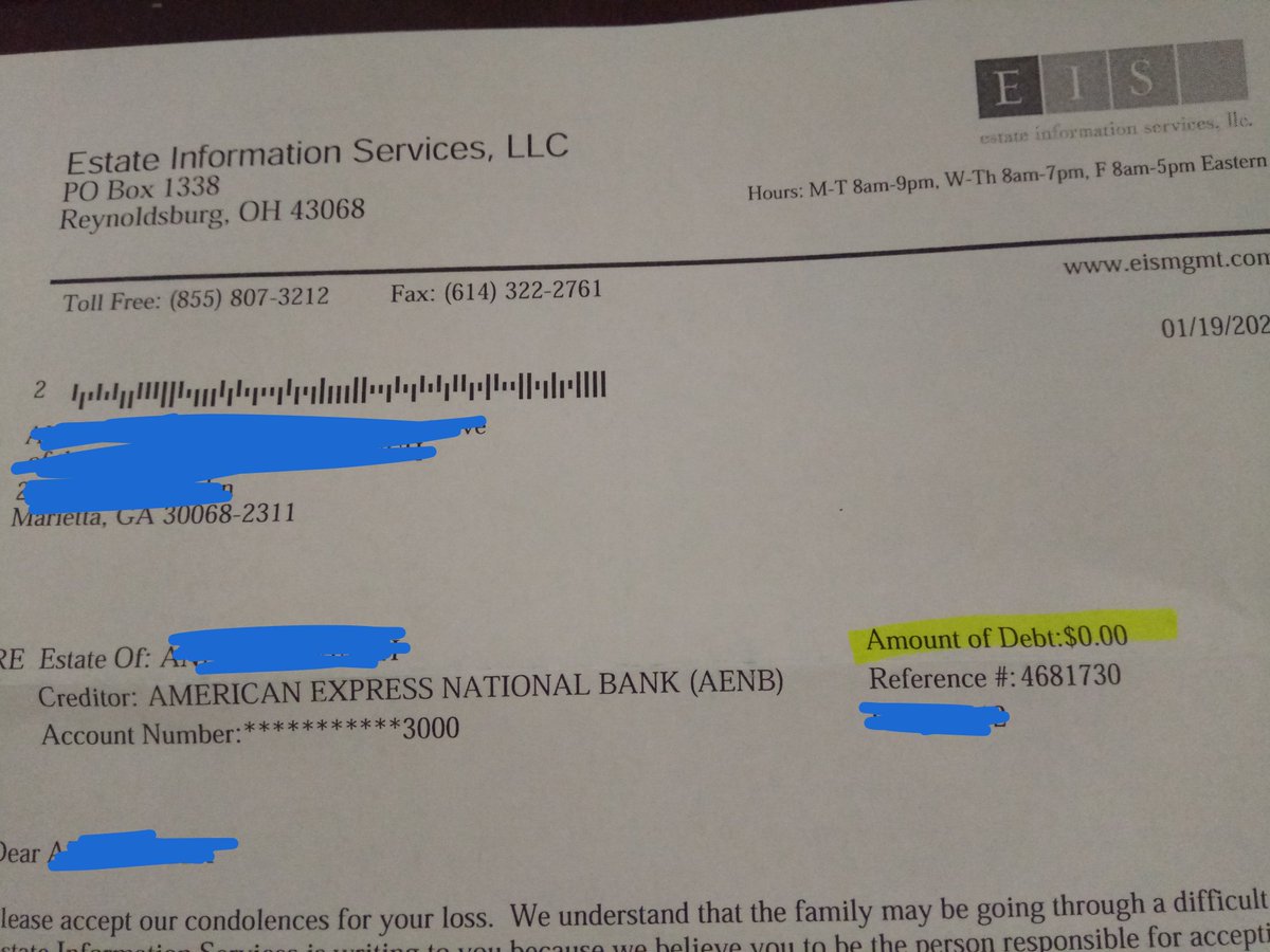 AAWinch's tweet photo. @AmericanExpress this is how you do business?! Thank you for setting a collection agency on this new widow for my husband's estate debt of $0.00! Disgusting https://t.co/Pw2VLurDju
