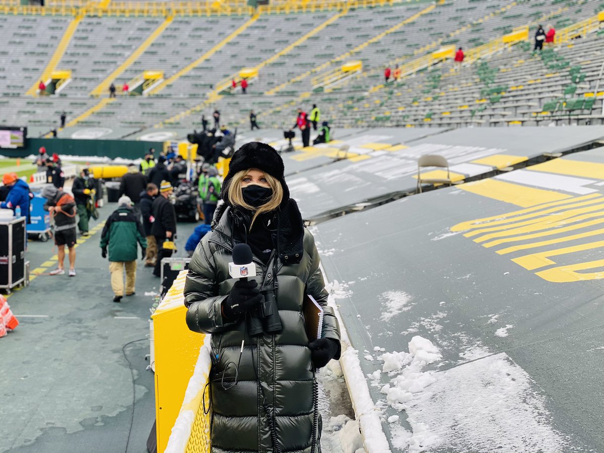 Laura Okmin (@lauraokmin) on Twitter photo My official pre-game weather report is ... it could be much, much worse! Looking so forward to calling the #NFCChampionshipGame with the wonderful duo of @Kevinharlan & <a href="/kurt13warner/">Kurt Warner</a> Come and join us on <a href="/westwood1sports/">Westwood One Sports</a> 🏈🎤 My official pre-game weather report is ... it could be much, much worse! Looking so forward to calling the #NFCChampionshipGame with the wonderful duo of @Kevinharlan & <a href="/kurt13warner/">Kurt Warner</a> Come and join us on <a href="/westwood1sports/">Westwood One Sports</a> 🏈🎤
