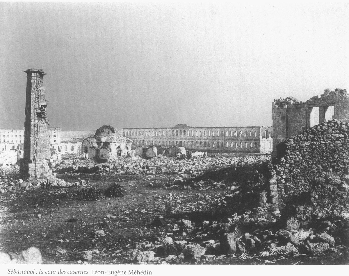 This is supposed to be Sevastopol after the siege of 1854This devastation is supposed to have been done by cannonballs - notice how they magically landed in neat pyramids