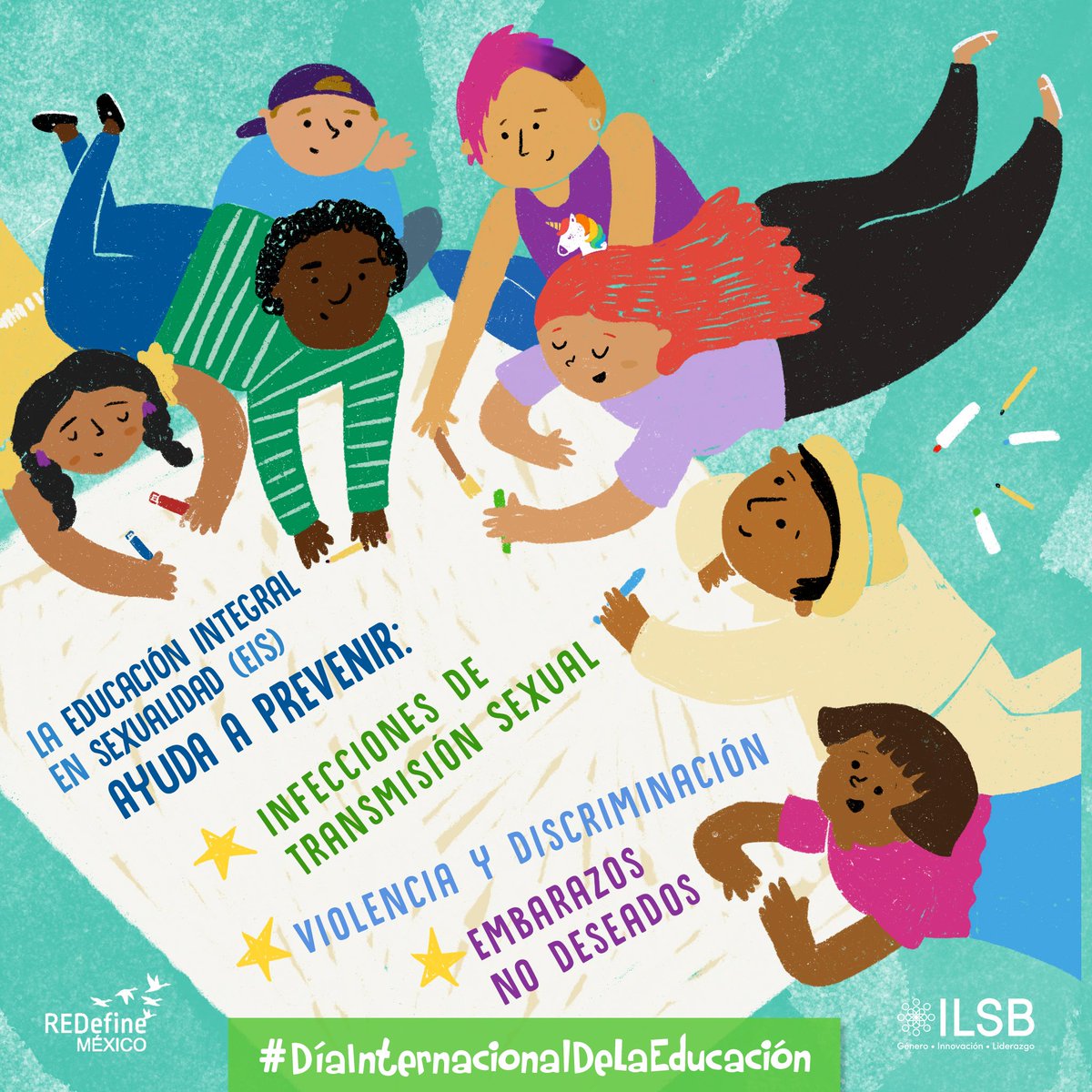ilsb_ac's tweet image. Hoy es el #DíaInternacionalDeLaEducación📝🏫👧👩‍🎓🙋‍♀️

¿Sabes de qué va la Educación Integral en Sexualidad (#EIS) 
y por qué es importante considerarla dentro de este derecho? 👇

#NoAlPinParental
I @REDefineMX