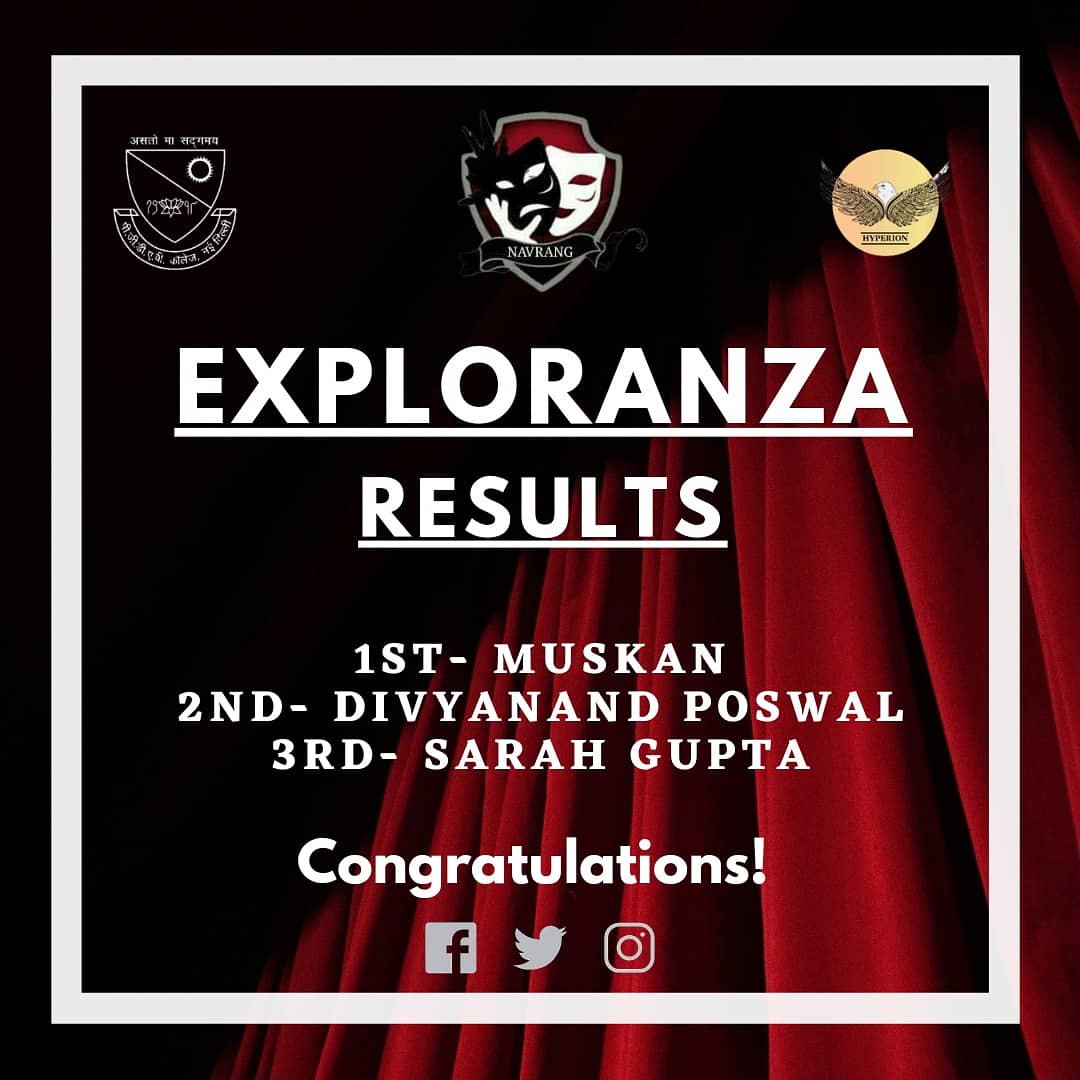 NAVRANG77466255's tweet photo. Drum Rolls🥁
We are thrilled to announce the winners of EXPLORANZA'21 (20/1/21)
Let's have a big spherical of applause for our winners.
Muskan- 1st position
Divyanand- 2nd position
Sarah Gupta- 3rd position
Navrang congratulates you on starting your journey with a bang.💥
#9ras https://t.co/XfF8QcYauX