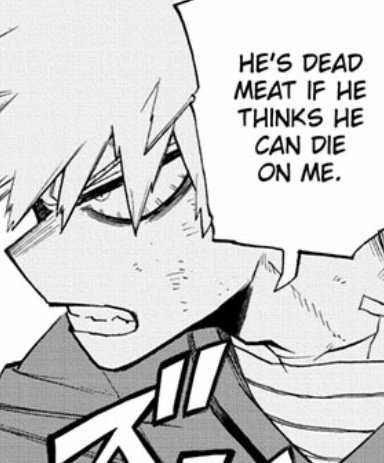My point is, I think Bakugou along with Deku's fresh Injuries is gonna play a part in Deku realising that he needs to rethink his self sacrificial side and take himself into account more *drops mic and runs away*