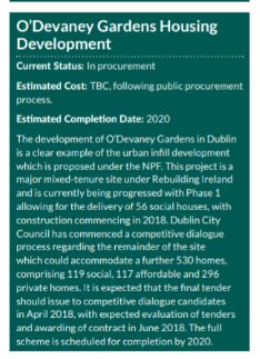 Unsurprisingly since the O'Devaney deal made a couple of rich men even richer and torpedoed plans for truly viable public housing it's being held up as a case study in best practice by FG/FF.THIS IS BAD NEWS!!