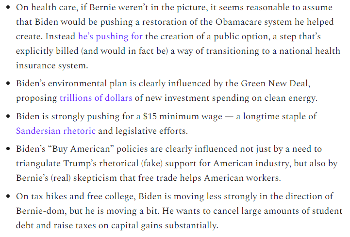 6/Radical policy programs rarely win at the ballot box. And Bernie had to have known this. But sometimes, radical programs force the center-left to move leftward. And Bernie did accomplish this!