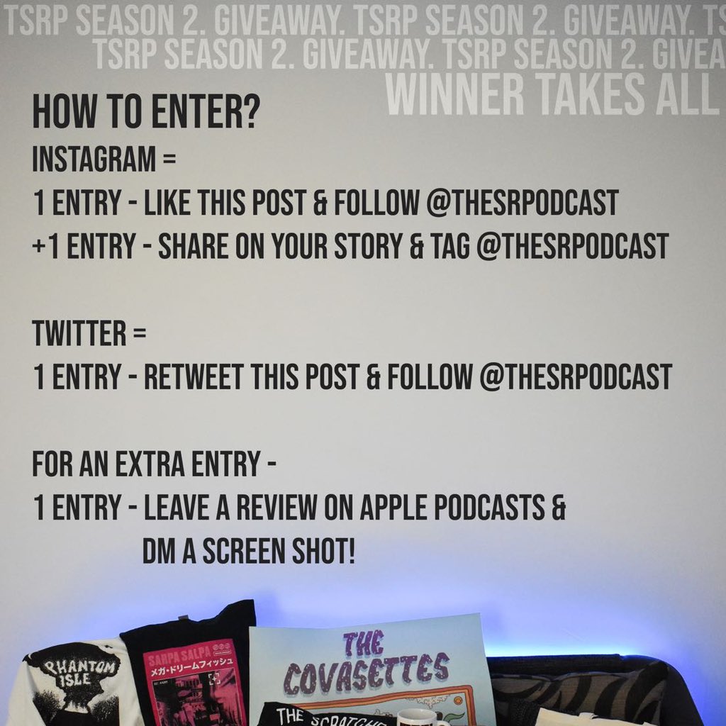 TheSRPodcast's tweet photo. 🔥 BIGGEST INDIE GIVEAWAY EVER?! 🔥 

📸 It’s here, we are giving away 19 different items from up and coming bands to ONE lucky person!

📸All you have to do is FOLLOW us and RETWEET this tweet to be entered! 

📸 See below for details of how to get extra entries!! GOOD LUCK 🍻 https://t.co/W4mvs3hcNM