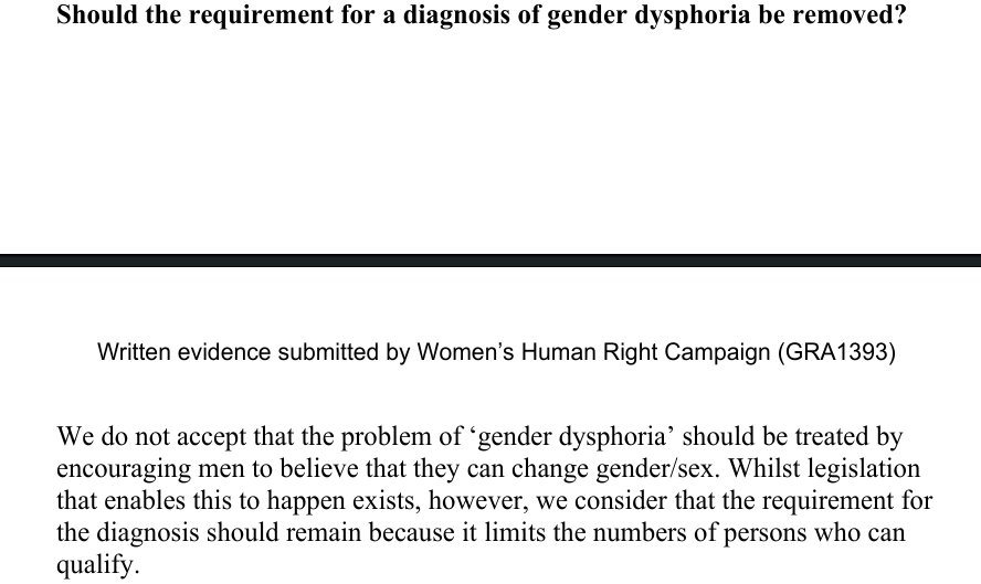 They also say that trans people should not be able to access medical transition support.