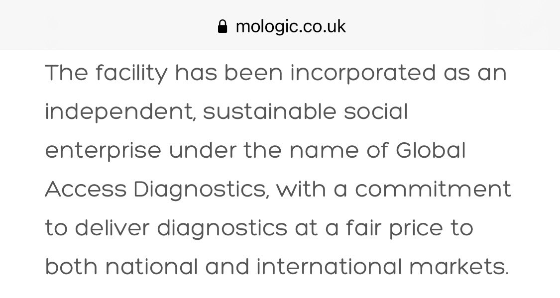  #ODX 6/8As outlined previously, GAD (Global Access Diagnostics) is Mologic’s new manufacturing facility and they have already been identified by the Gov as a key player for LFDs based on cost, performance and security of supply. https://twitter.com/shredz90/status/1347296833756913666?s=21 https://bidstats.uk/tenders/?q=global+access+diagnostics&scope=supplier