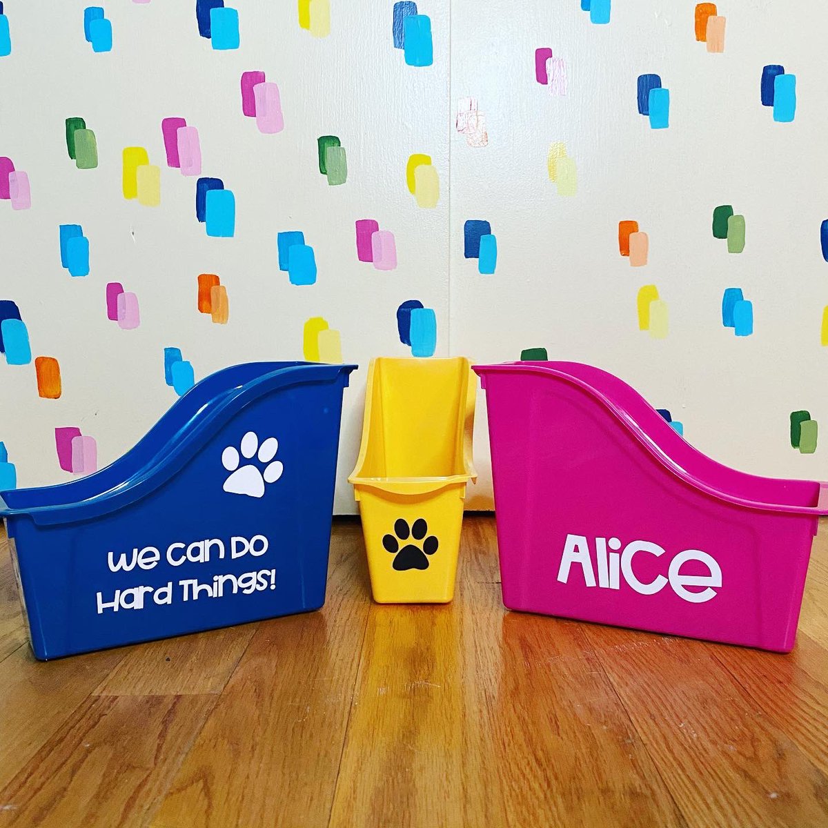 Perfect lil motivational &amp; personalized bins for students to store their distance learning materials! Bins from <a href="/DollarTree/">Dollar Tree</a> - Personalized with <a href="/OfficialCricut/">OfficialCricut</a> - Motto inspo from <a href="/GlennonDoyle/">Glennon Doyle</a>