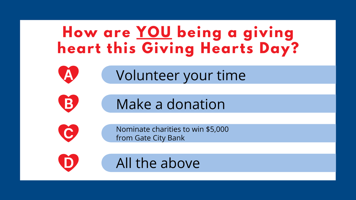 How are 𝙔𝙊𝙐 being a giving heart this <a href="/GivingHeartsDay/">Giving Hearts Day</a>?

#gatecitybank #givingheartsday #helpsomeone