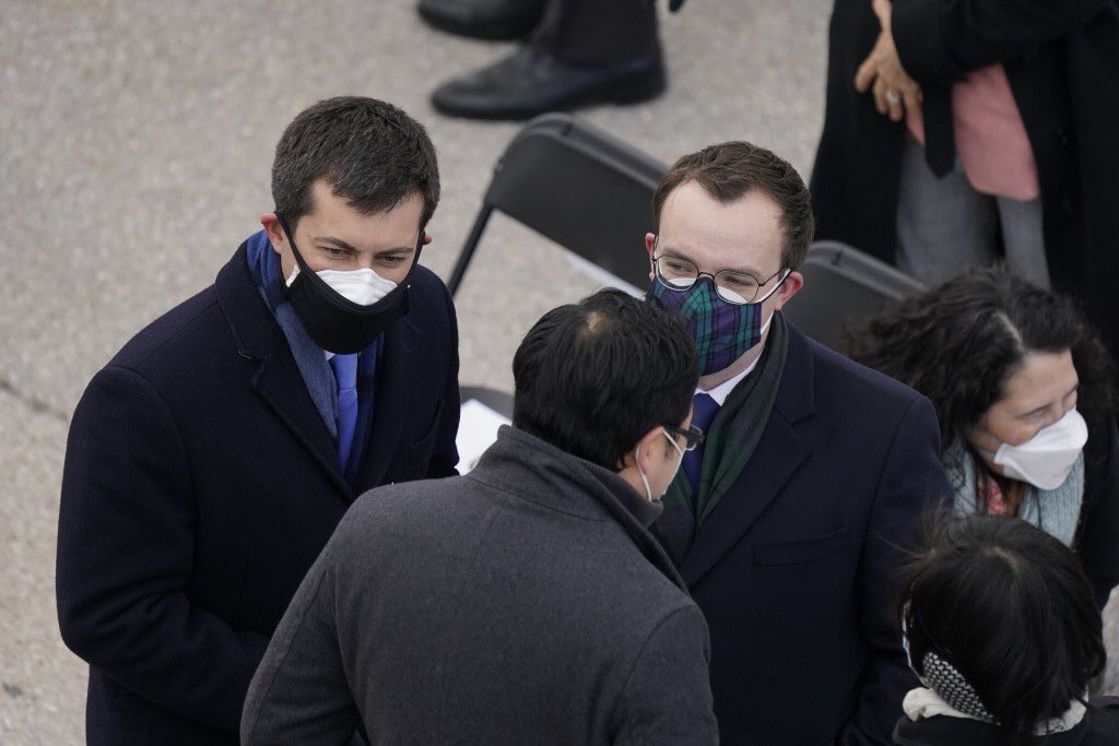 And yup I am a furry fashionable doggo but gettin sick is not fashionable nope. So the decidedly uncute KN95’s or KF94’s are the way to go now. And also didja notice all the hoos at the Inauguration wearing 2 masks buds? Like  @PeteButtigieg? Everybuds be safe like Pete! (Con’t)