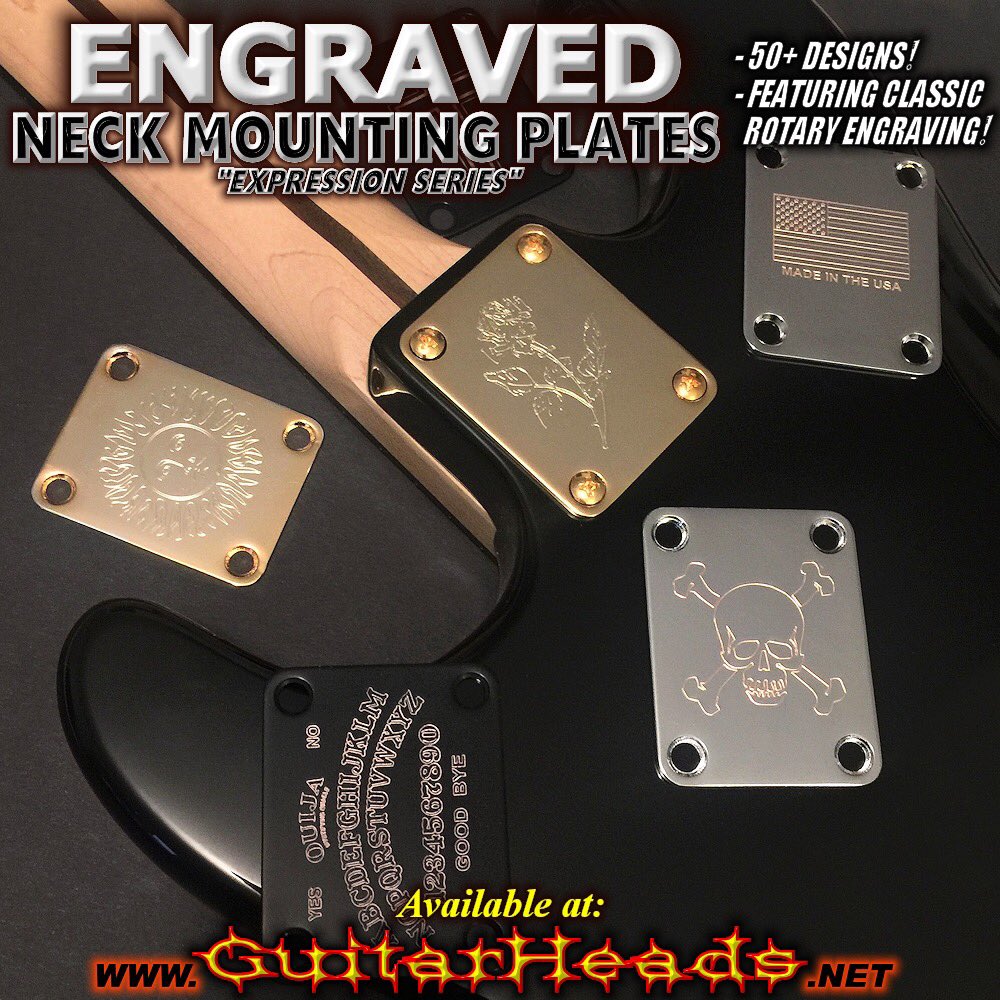 ENGRAVED NECK MOUNTING PLATES!
More options than ever before! Newly added Designs! Classic Rotary Engraving!
🎸Guitarheads.Net🎸 
#guitarheads #engraved #neckplste #guitar #guitars #custom #engravedguitar #engravedguitarparts