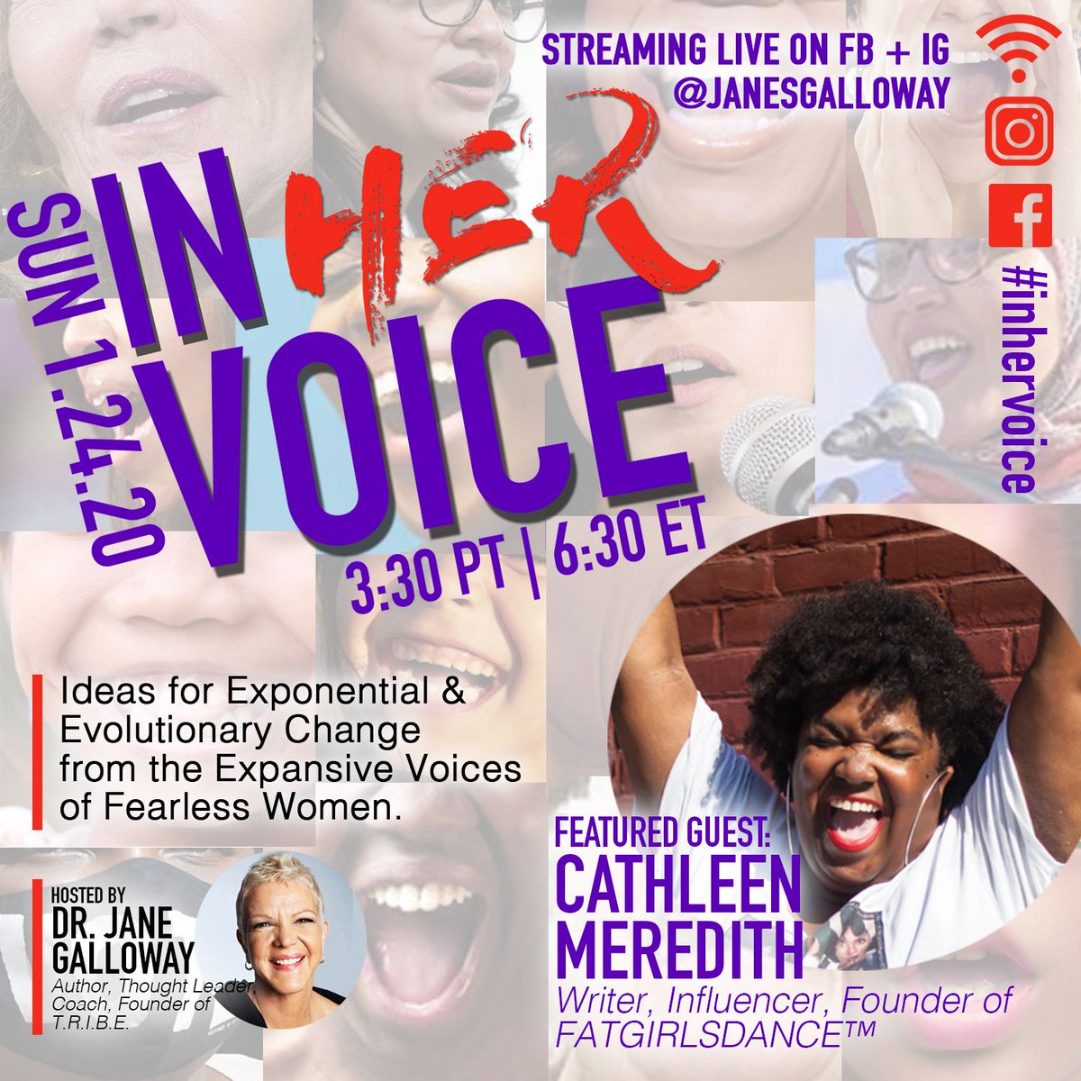 Super psyched and HONORED to be apart of this amazing panel strategizing space for WOMEN'S voices. Hosted by @janesgalloway and a bunch of other incredible women, I can't wait to be apart of this awesome event! #inhervoice