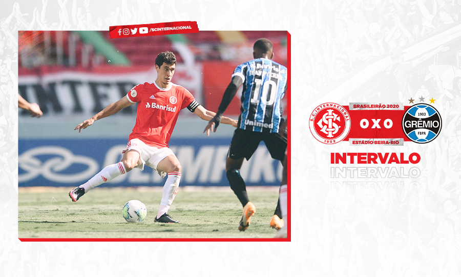 SCInternacional's tweet photo. (INTxGRE) ⏰ 49'/1T: Fim de primeiro tempo no Beira-Rio! Até aqui, placar zerado no Gre-Nal 429. #VamoInter 🇦🇹 https://t.co/PgHINbhfUj