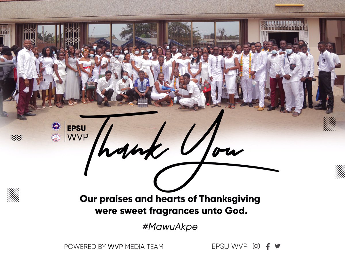 epsuwvp's tweet photo. A for Akpe! 
M for Medaase! 
N for Nagode! 
O for O yi wala donn! 
T for Thank you!

#MawuAkpe🤍
#AllWhiteThanksgiving
#EPSUWestVee
#EPSU https://t.co/LdncwzYtDG