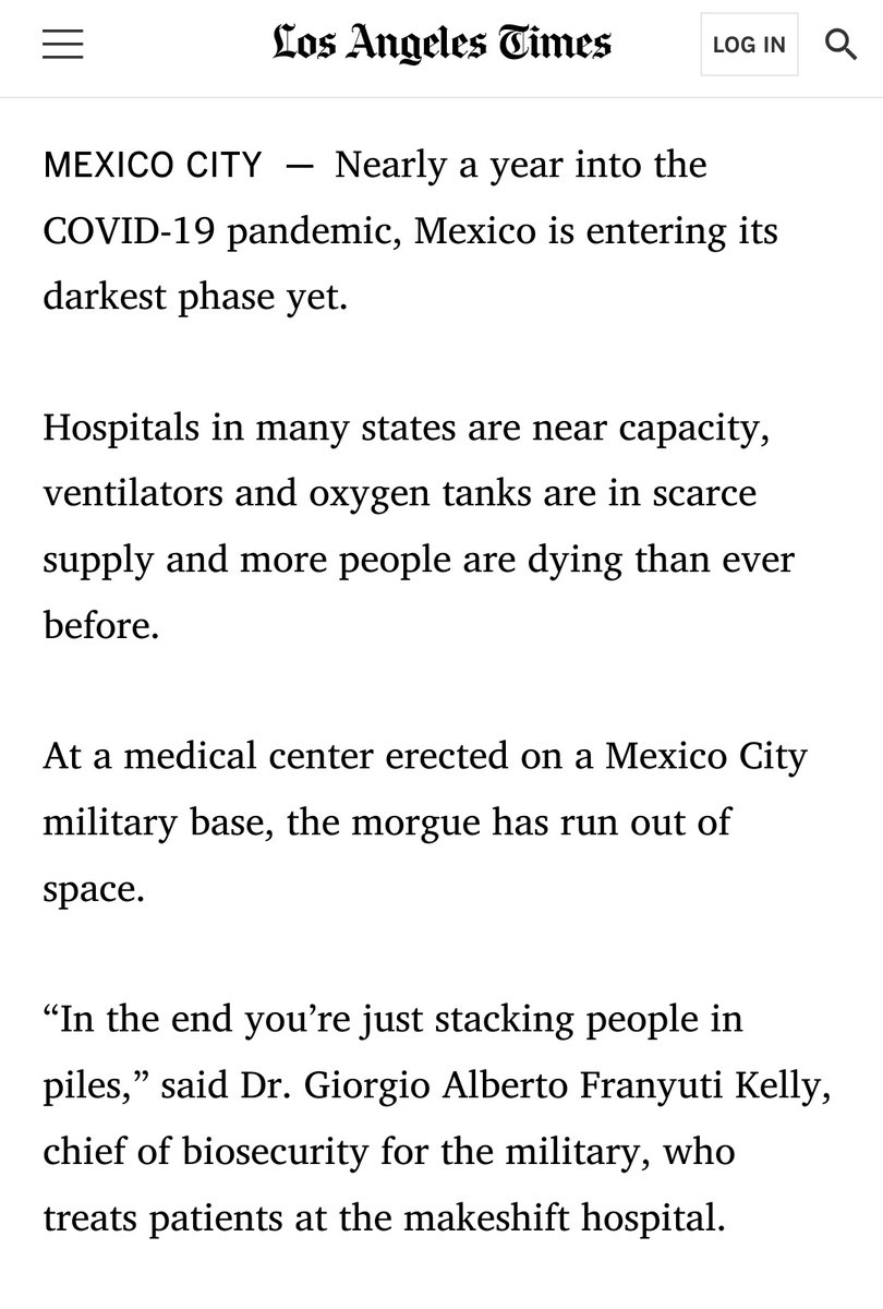 RioSlade's tweet photo. Mexico

At a medical center erected on a Mexico City military base, the morgue has run out of space. 

“In the end you’re just stacking people in piles,”

https://t.co/h6WqzXQztA https://t.co/z2eXN0QZwL