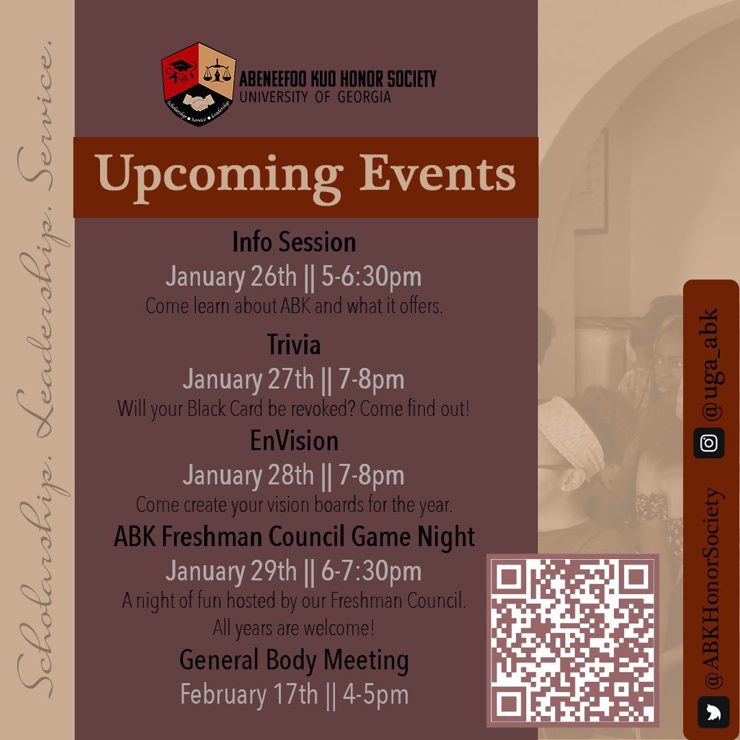ABKHonorSociety's tweet photo. We want to see y’all come out to our recruitment week. All of these will be via zoom. Save the dates for the programs you wanna join in on! Zoom links will be posted in our bio closer to each event! https://t.co/IldOVsD84m