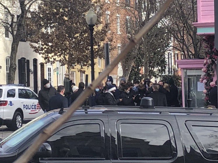 adamlongoTV's tweet photo. Hunter Biden standing in line at Call Your Mother Jewish deli in Georgetown. 
The presidential motorcade stopped there after church. 
Grandpa Joe (The President) stayed in the limo with the grandkids. 
📸 from Brad Herson &amp; @joelhellman_SFS 
@wusa9 https://t.co/m8EgeZvZD0