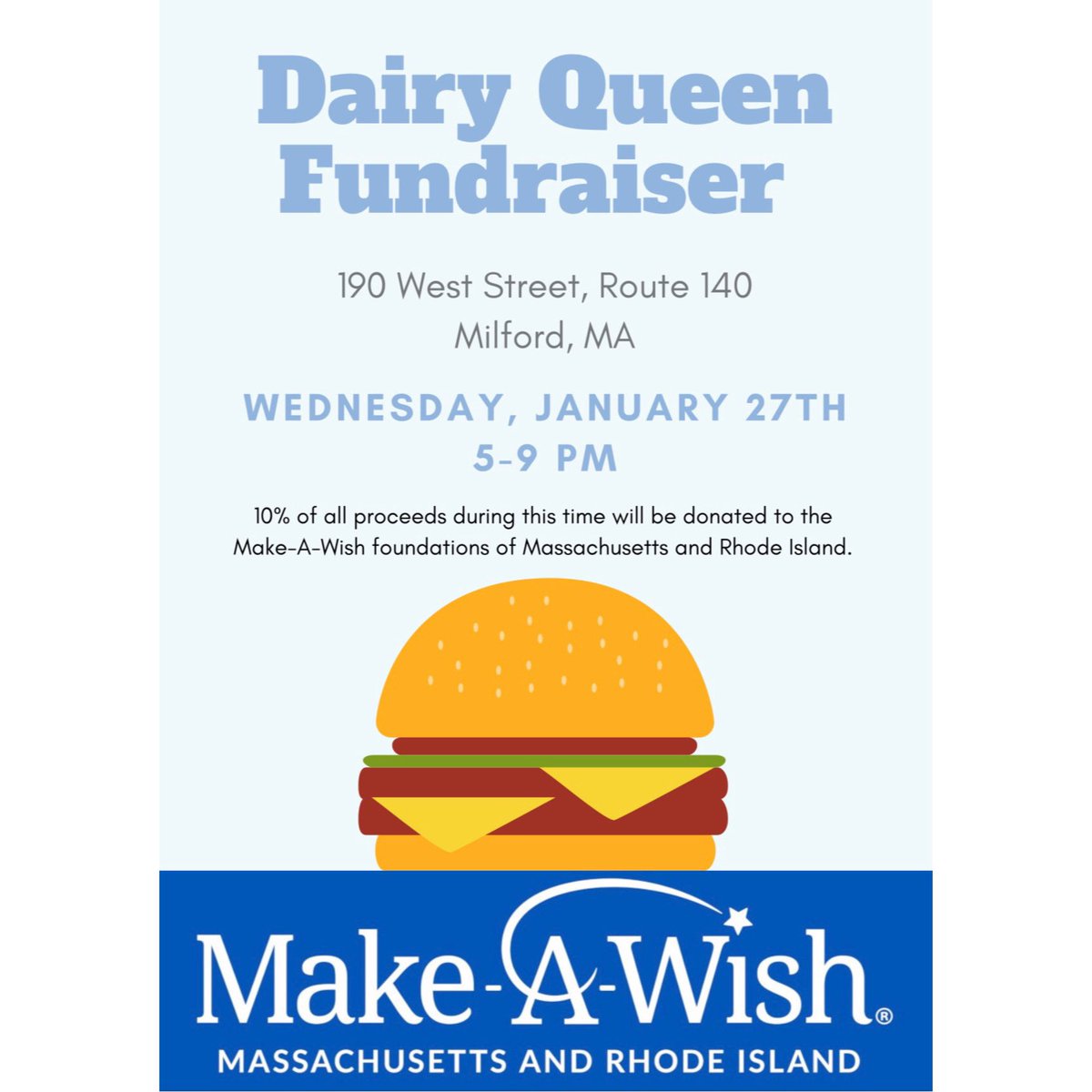 DQ Fundraiser THIS Wednesday to support Make-A-Wish MA and RI! <a href="/hopedalejshs/">Hopedale Jr-Sr HS</a> <a href="/MakeAWishMassRI/">Make-A-Wish Mass RI</a> <a href="/dhodgensHHS/">Debra Hodgens</a>