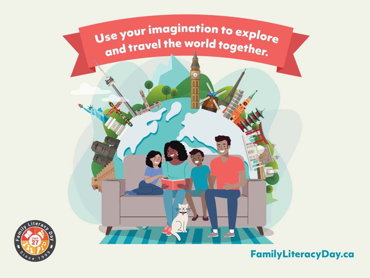 "Check Out" <a href="/StMargaretDP/">St. Margaret of Scotland Elementary School DPCDSB</a> Family Literacy Day on January 27th. The #FLD2021 theme is Travel the world together! Use your imagination to explore and travel the world from the comfort of your home. Find activities at FamilyLiteracyDay.ca #FamilyLiteracyDay <a href="/abclifeliteracy/">abclifeliteracy</a>