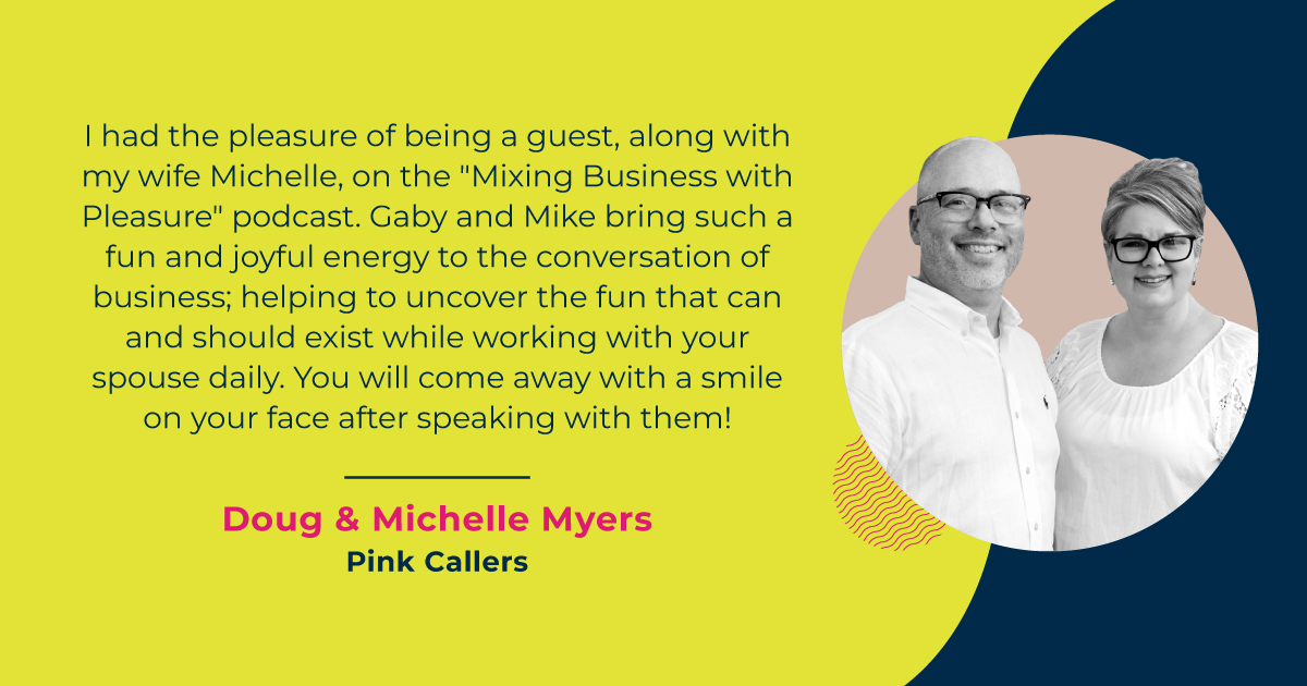 Thank you to Doug &amp; Michelle of <a href="/PinkCallers/">Pink Callers - Transparent|Comprehensive|Proactive</a> for being our guests on the #podcast and for your thoughtful words. It was truly OUR pleasure to interview you!

#CouplesAdvice #businesstips #podcastforcouples #MixingBusinessWithPleasure