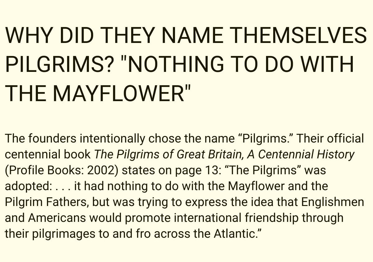 "Why did they name themselves Pilgrims? "Nothing to do with the Mayflower"