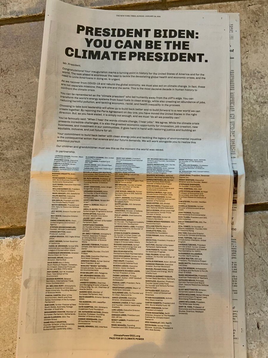 titelseiten's tweet image. Diverse Aktivisten, Forscher und CEOs haben eine ganzseitige Anzeige an Joe Biden in der @nytimes geschaltet:
