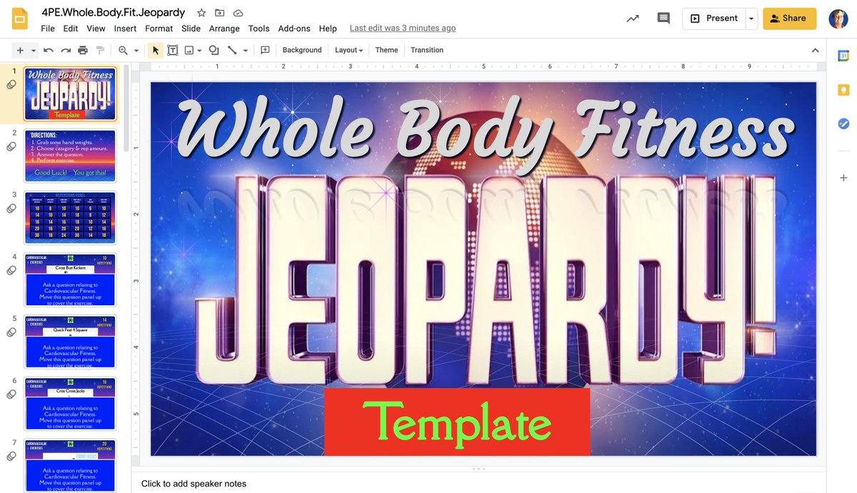 pe4ibl's tweet photo. Whole Body Fitness Jeopardy (Template)
Thought I'd post this before I started adding my questions.
Hope you can use this

https://t.co/EYcKKRJb2Y https://t.co/cRPAfqqD5c