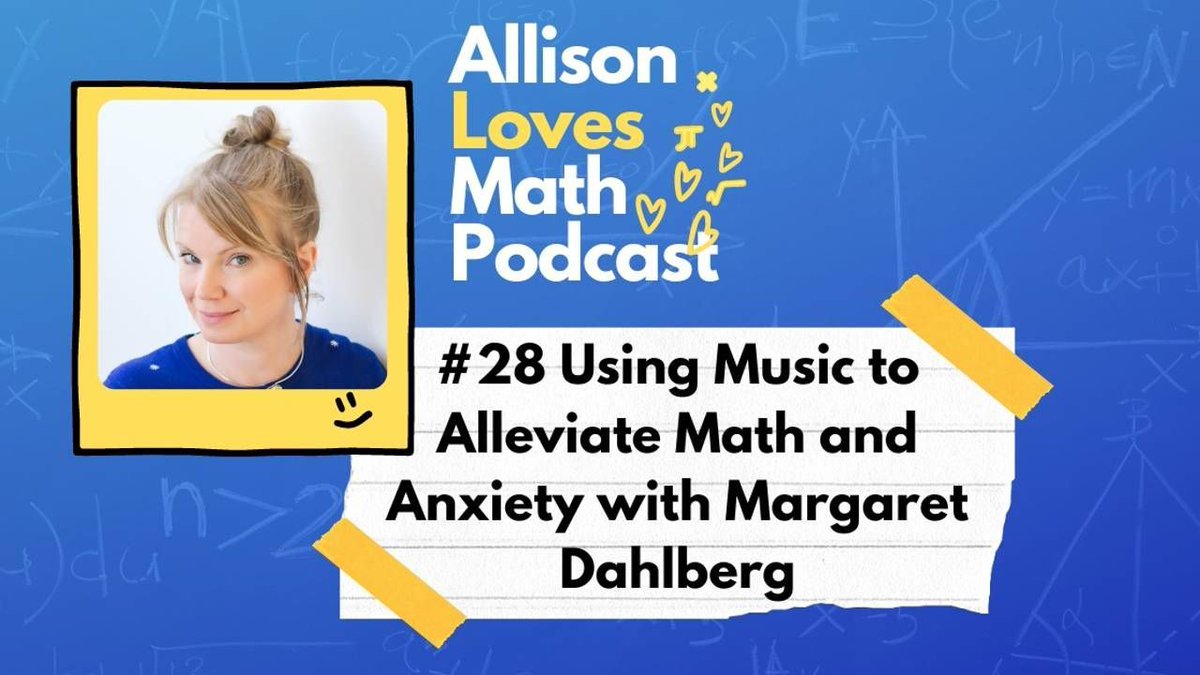 AllisonLuvsMath's tweet image. NEW episode! Margaret Dahlberg discusses with us how music can help with stress, anxiety, and how to express and relieve some tough emotions. 
buff.ly/3ploy7i
Listen to the episode on buff.ly/3iIFVvZ
 #AllisonLovesMath #mathpodcast #education #parenting #math