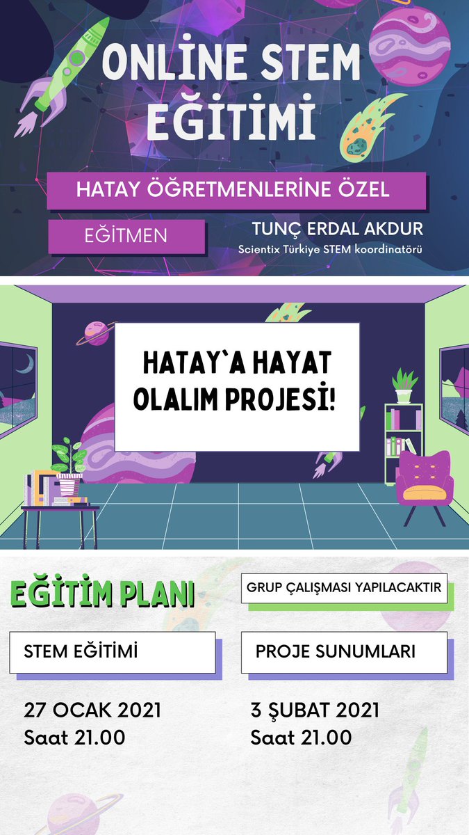 KirikhanSTEM's tweet photo. Scientix Türkiye koordinatörü Doç. dr. Tunç Erdal AKDUR hocamızdan Hatay öğretmenlerine özel online STEM eğitimi için hemen katılın. 
Başvuru linki https://t.co/AmOe624ePT https://t.co/fAwTl3OPFm