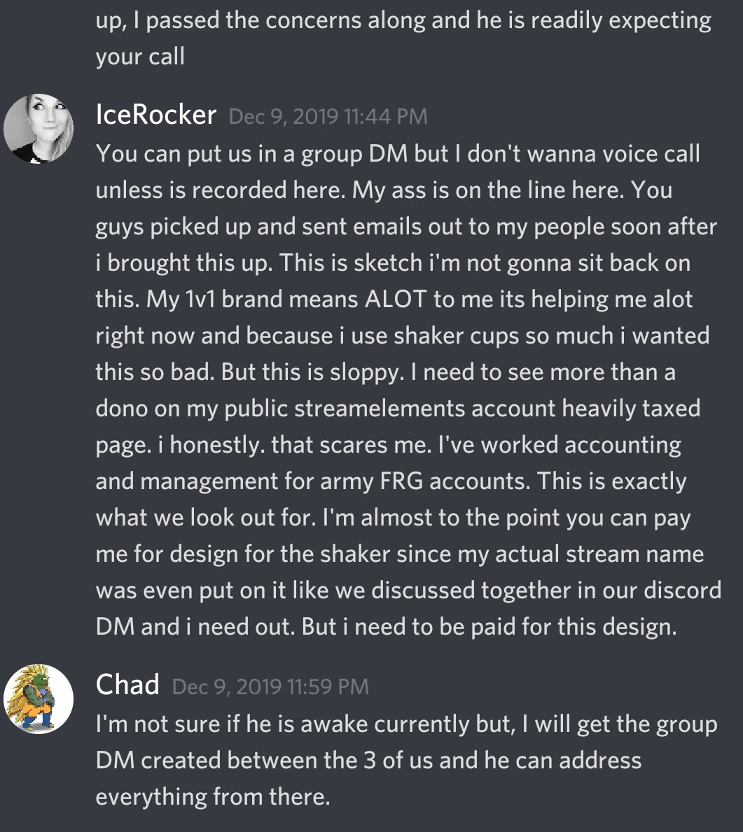 the call went bad. He tried to gaslight me. Google search my brand in front of me which was humiliating and tell me i wouldn't be able to get copyright for my design. During the release of the shaker as well many orders werent getting shipped out 7/