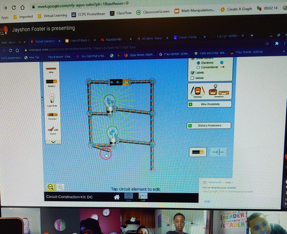 auntpeanut13's tweet photo. Had fun creating circuits virtually with my Falling Creek 4th graders! @Falling_CreekES https://t.co/EYfGxfArR6
