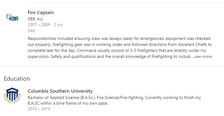 Gaul's LinkedIn includes  @DHSgov as a "Weapons of Mass Destruction Technician."Also says he's a firefighter. /16